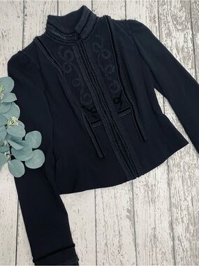 Elie Tahari Ribbon Pleated Form Fitting Jacket